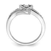 Sterling Silver Rhodium Plated Diamond Heart Ring view 2