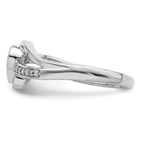 Sterling Silver Rhodium Plated Diamond Heart Ring view 3