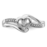 Sterling Silver Rhodium Plated Diamond Heart Ring view 5