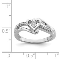 Sterling Silver Rhodium Plated Diamond Heart Ring view 4
