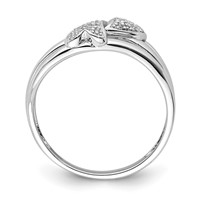 Sterling Silver Rhodium Plated Diamond Two Heart Ring view 2
