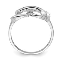 Sterling Silver Rhodium Plated Diamond Double Heart Ring view 2