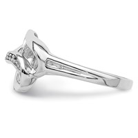 Sterling Silver Rhodium Plated Diamond Double Heart Ring view 3