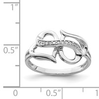 Sterling Silver Rhodium Plated Diamond Double Heart Ring view 4