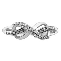 Sterling Silver Rhodium Plated Diamond Infinity Ring view 4