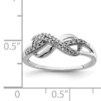 Sterling Silver Rhodium Plated Diamond Infinity Ring view 5