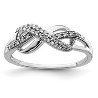 Sterling Silver Rhodium Plated Diamond Infinity Ring view 1