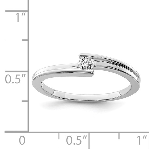 Sterling Silver Rhodium Plated Polished Diamond Ring