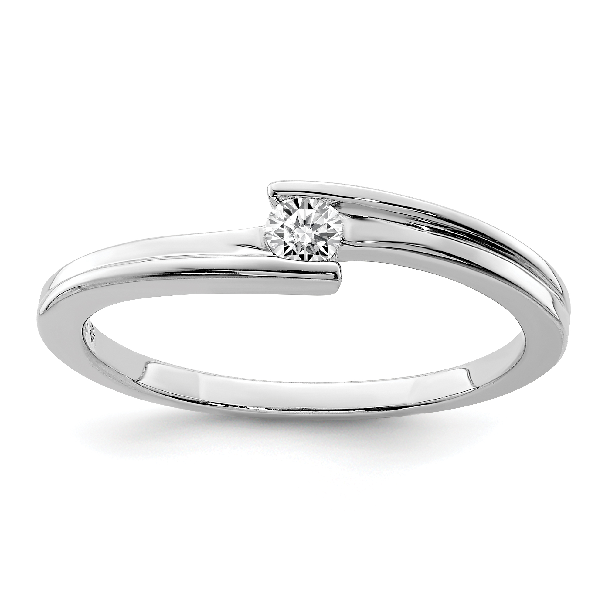 Sterling Silver Rhodium Plated Polished Diamond Ring (QR6432-7)