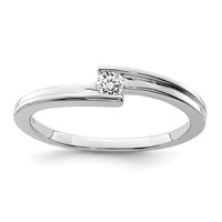 Sterling Silver Rhodium Plated Polished Diamond Ring view 1