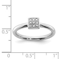 Sterling Silver Rhodium Plated Diamond Ring view 4