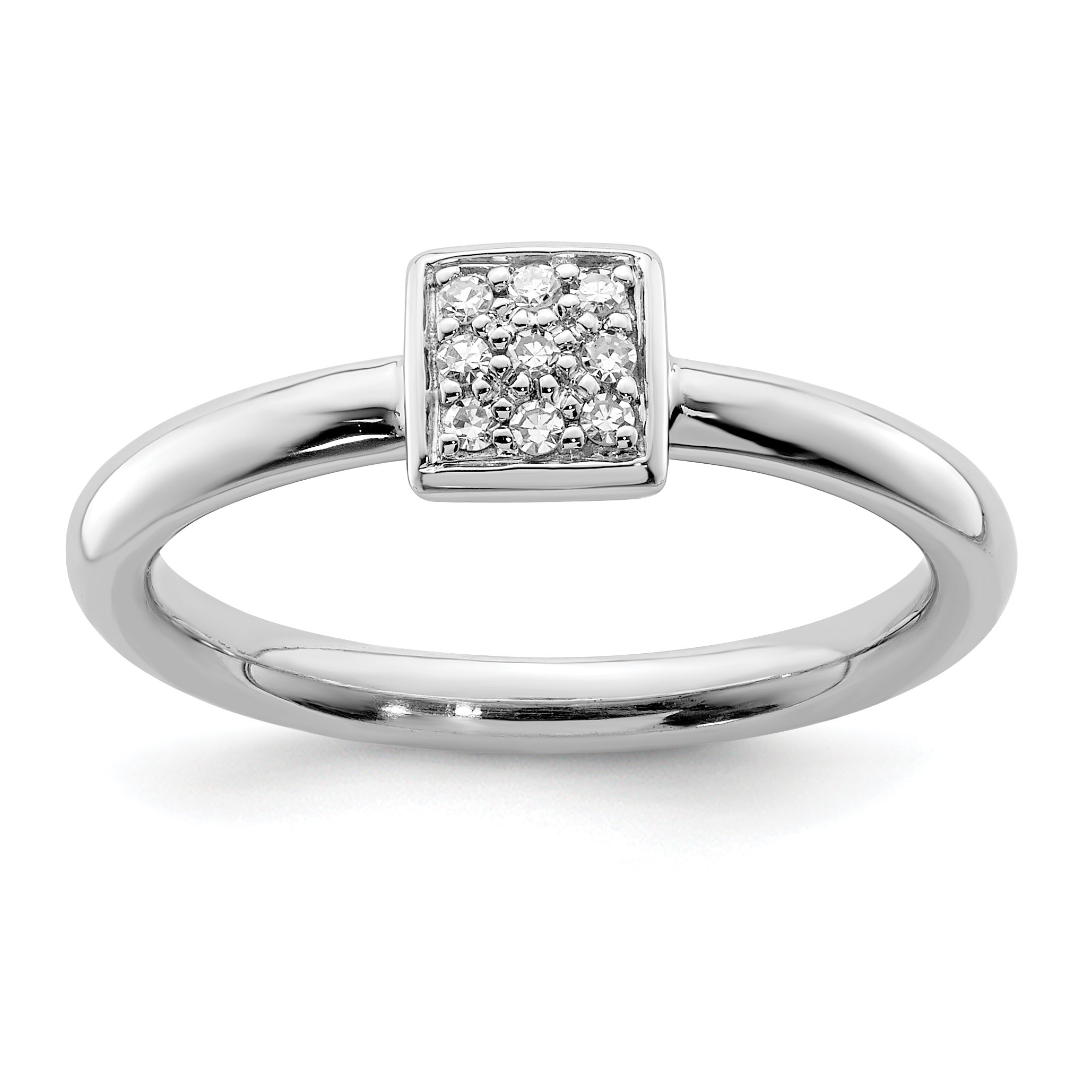 Sterling Silver Rhodium Plated Diamond Ring (QR6439-6)