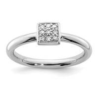 Sterling Silver Rhodium Plated Diamond Ring view 1