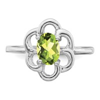 Sterling Silver Rhodium Peridot Ring view 5