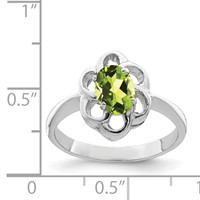 Sterling Silver Rhodium Peridot Ring view 3
