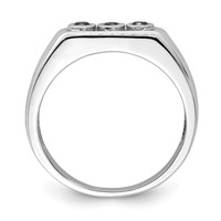 Sterling Silver Rhodium Plated Black and White Diam. Men's Ring view 2