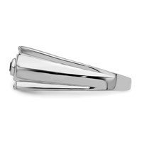 Sterling Silver Rhodium Plated Black and White Diam. Men's Ring view 3