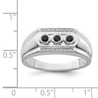 Sterling Silver Rhodium Plated Black and White Diam. Men's Ring view 4