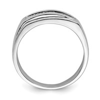 Sterling Silver Rhodium Plated Men's Polished Diam. Ring view 2