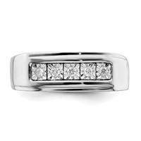 Sterling Silver Rhodium Plated Men's Polished Diam. Ring view 5