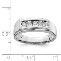 Sterling Silver Rhodium Plated Men's Polished Diam. Ring view 4