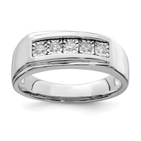 Sterling Silver Rhodium Plated Men's Polished Diam. Ring view 1