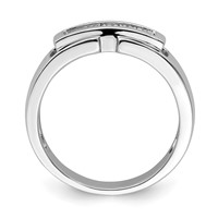 Sterling Silver Rhodium Plated Men's Polished Diam. Ring view 2