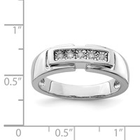 Sterling Silver Rhodium Plated Men's Polished Diam. Ring view 4