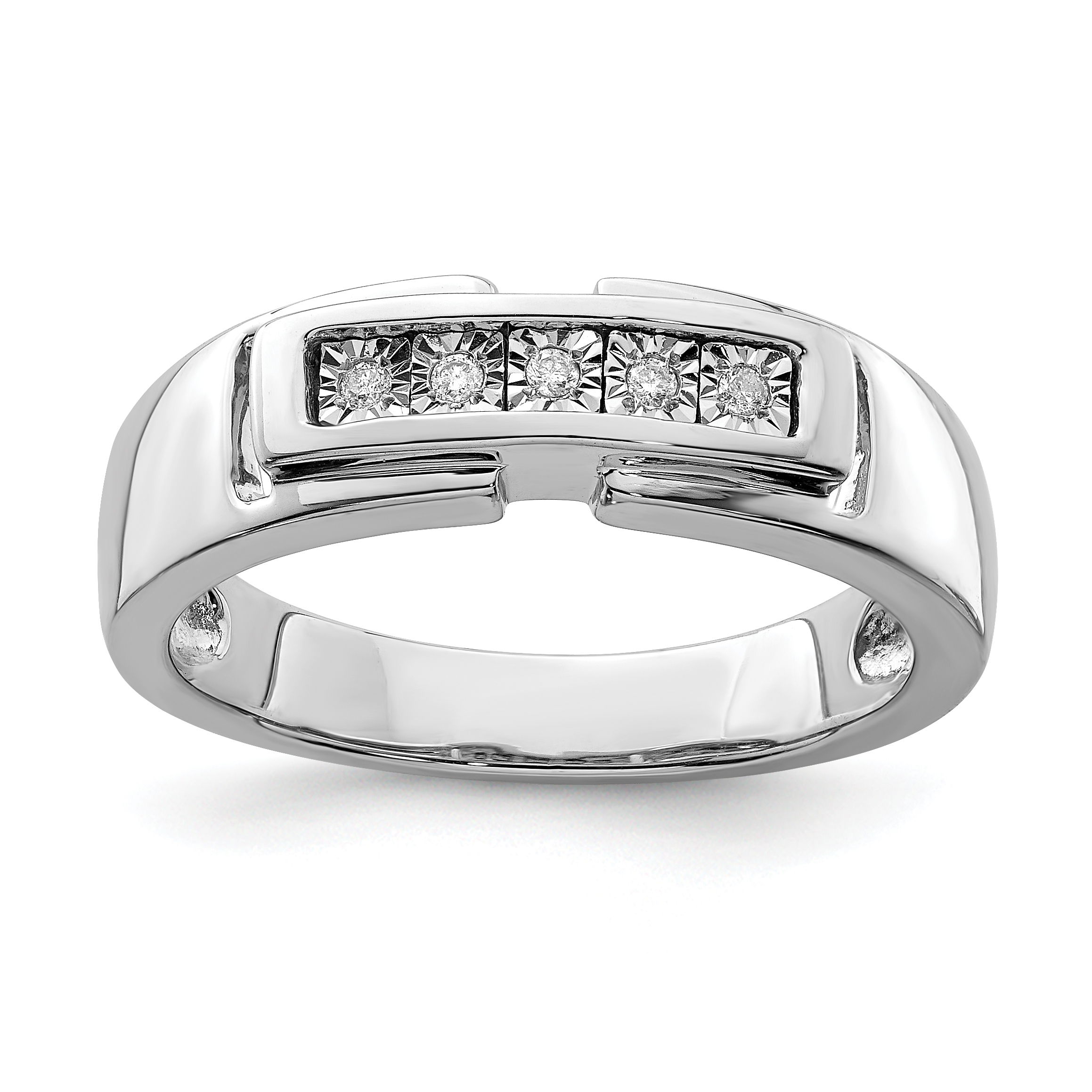 Sterling Silver Rhodium Plated Men's Polished Diam. Ring (QR6466-10)
