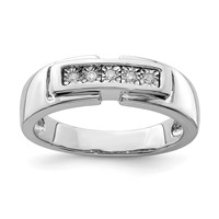 Sterling Silver Rhodium Plated Men's Polished Diam. Ring view 1
