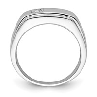 Sterling Silver Rhodium Plated Men's Polished Diam. Ring view 2
