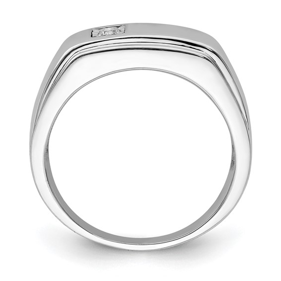Sterling Silver Rhodium Plated Men's Polished Diam. Ring