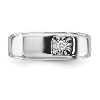 Sterling Silver Rhodium Plated Men's Polished Diam. Ring view 5