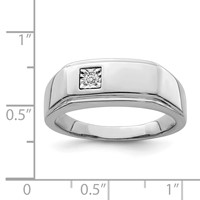 Sterling Silver Rhodium Plated Men's Polished Diam. Ring view 4