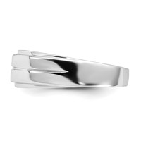 Sterling Silver Rhodium Plated Men's Polished Diam. Ring view 3