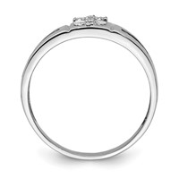 Sterling Silver Rhodium Plated Black and White Diam. Cross Men's Ring view 2