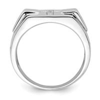 Sterling Silver Rhodium Diam. Cross Signet Ring view 2