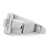 Sterling Silver Rhodium Diam. Cross Signet Ring view 3