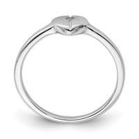 Sterling Silver Polished & Satin CZ Heart Ring view 2