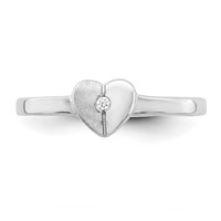 Sterling Silver Polished & Satin CZ Heart Ring view 5