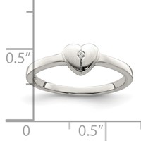Sterling Silver Polished & Satin CZ Heart Ring view 4
