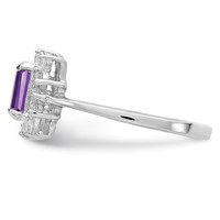Sterling Silver Rhodium-plated Amethyst and CZ Ring view 4