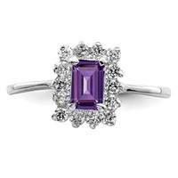 Sterling Silver Rhodium-plated Amethyst and CZ Ring view 5