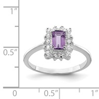 Sterling Silver Rhodium-plated Amethyst and CZ Ring view 3