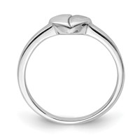 Sterling Silver RH-plated Polished & Satin Heart Ring - Size 3 view 2