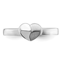 Sterling Silver RH-plated Polished & Satin Heart Ring - Size 3 view 5