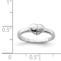 Sterling Silver RH-plated Polished & Satin Heart Ring - Size 3 view 4