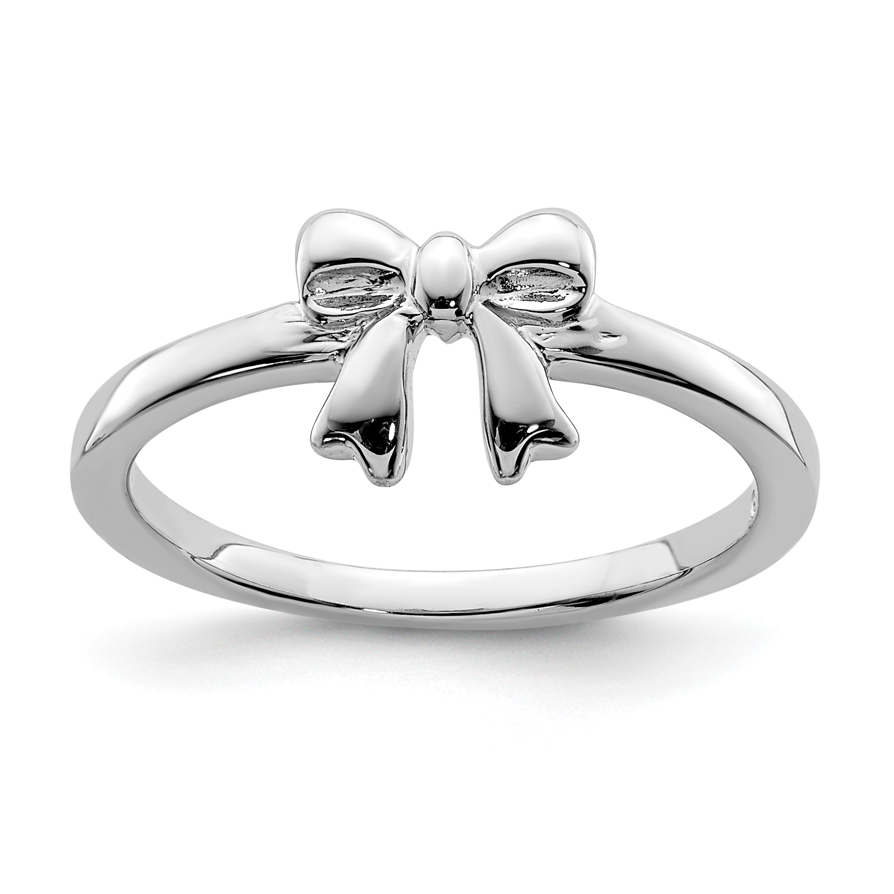 Sterling Silver Rhodium-plated Polished Bow Children's Ring (QR6501-3)