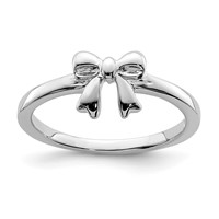 Sterling Silver Rhodium-plated Polished Bow Size 3 Ring view 1