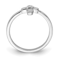Sterling Silver Rhodium-plated Polished and Satin CZ Cross Ring view 2